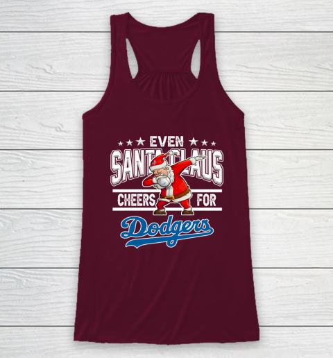 Los Angeles Dodgers Even Santa Claus Cheers For Christmas MLB Racerback Tank 2