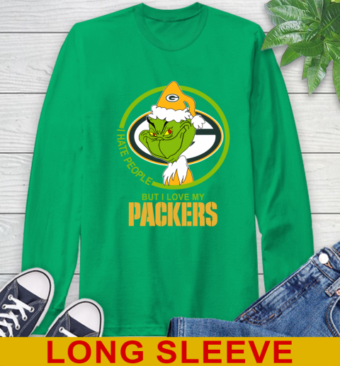 Green Bay Packers NFL Christmas Grinch I Hate People But I Love My Favorite Football Team Long Sleeve T-Shirt 7