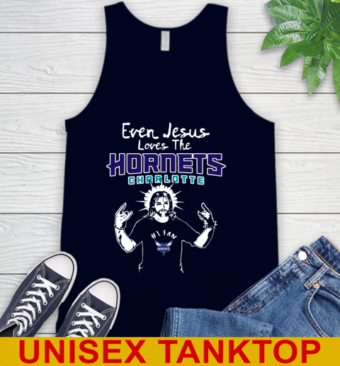 Charlotte Hornets NBA Basketball Even Jesus Loves The Hornets Shirt Tank Top 2