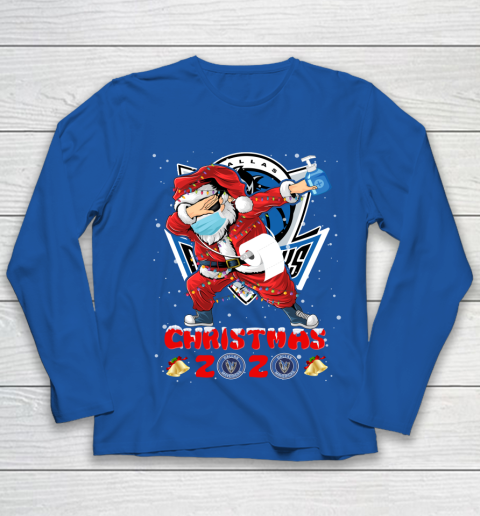 Dallas Mavericks Funny Santa Claus Dabbing Christmas 2020 NBA Youth Long Sleeve 7