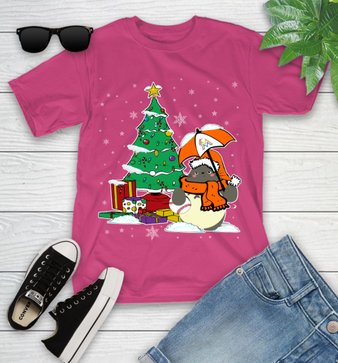 Miami Marlins MLB Baseball Cute Tonari No Totoro Christmas Sports Youth T-Shirt 11