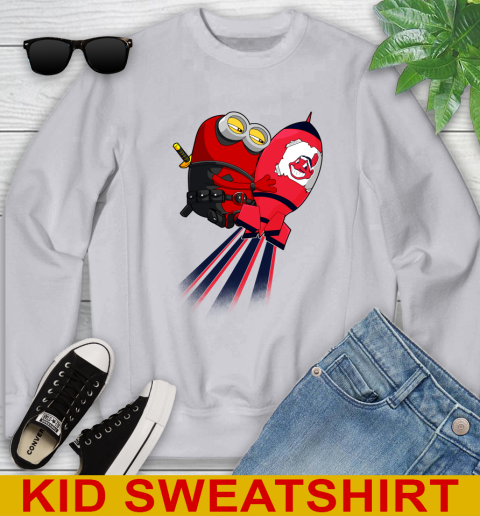 MLB Baseball Cleveland Indians Deadpool Minion Marvel Shirt Youth Sweatshirt 3