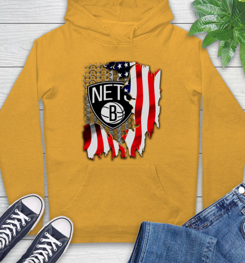 Brooklyn Nets NBA Basketball American Flag Hoodie 2
