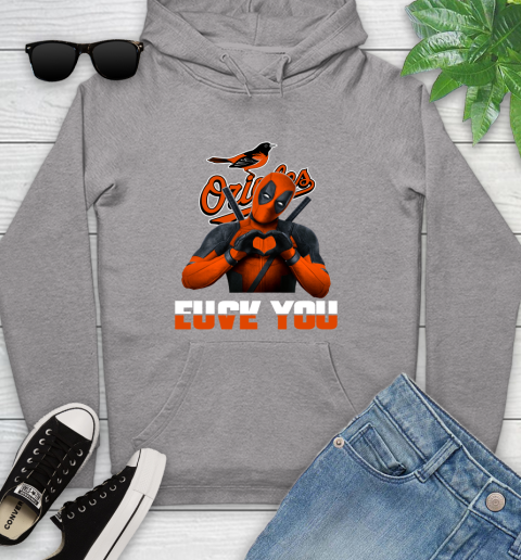 MLB Baltimore Orioles Deadpool Love You Fuck You Baseball Sports Youth Hoodie 6
