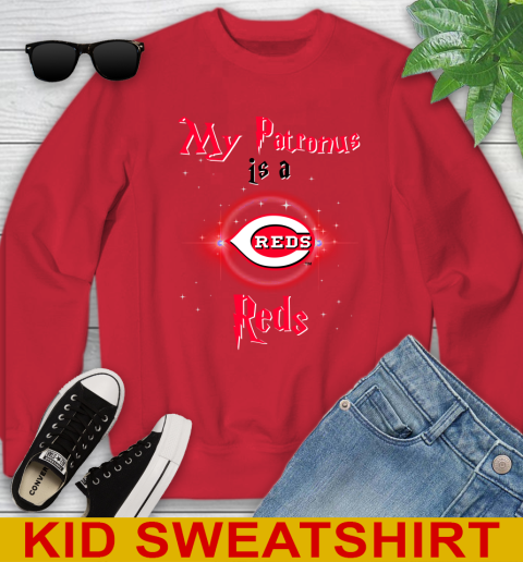 MLB Baseball Harry Potter My Patronus Is A Cincinnati Reds Youth Sweatshirt 7