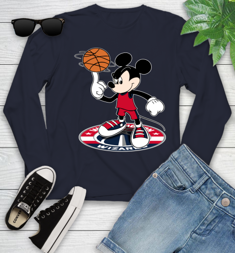 NBA Basketball Washington Wizards Cheerful Mickey Disney Shirt Youth Long Sleeve 3