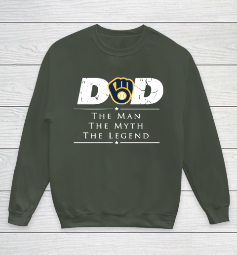 Milwaukee Brewers MLB Baseball Dad The Man The Myth The Legend Youth Sweatshirt 8