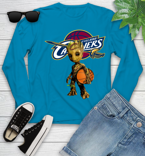 Cleveland Cavaliers NBA Basketball Groot Marvel Guardians Of The Galaxy Youth Long Sleeve 7