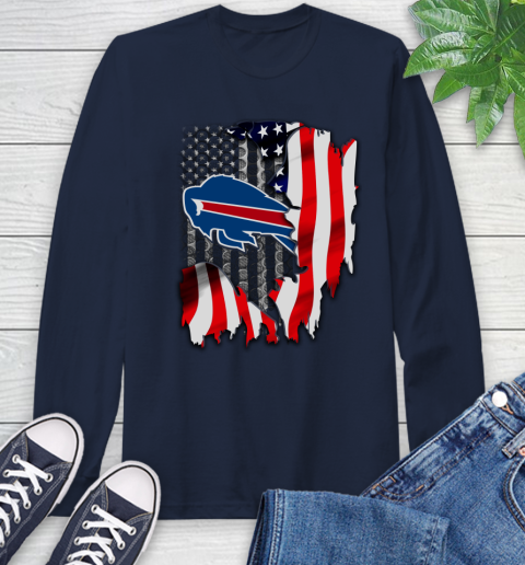 Buffalo Bills NFL Football American Flag Long Sleeve T-Shirt 3