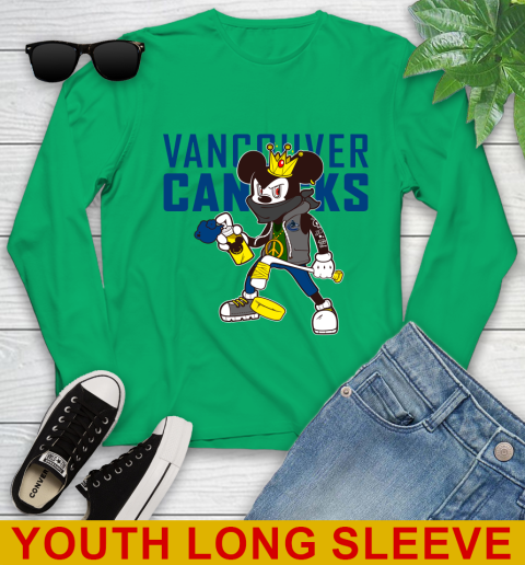 Vancouver Canucks NHL Hockey Mickey Peace Sign Sports Youth Long Sleeve 7