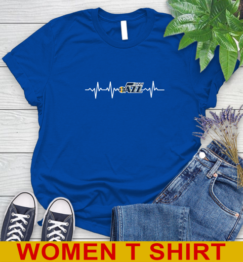 Utah Jazz NBA Basketball Heart Beat Shirt Women's T-Shirt 10
