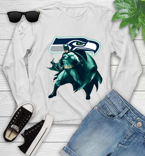NFL Batman Football Sports Seattle Seahawks Youth Long Sleeve