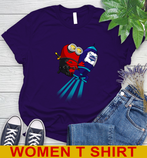 NBA Basketball Charlotte Hornets Deadpool Minion Marvel Shirt Women's T-Shirt 4