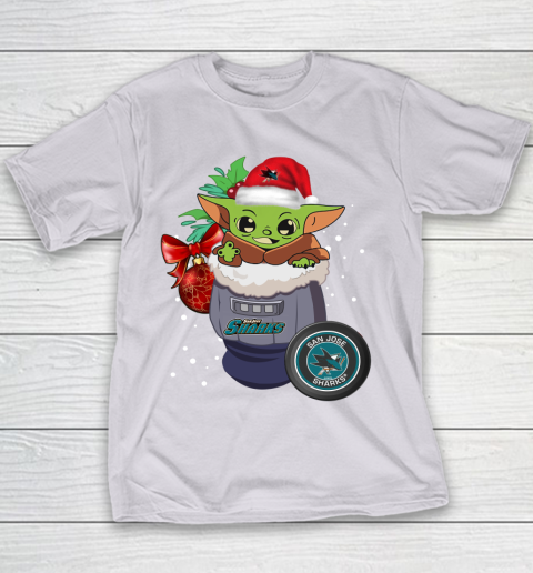 San Jose Sharks Christmas Baby Yoda Star Wars Funny Happy NHL Youth T-Shirt 5