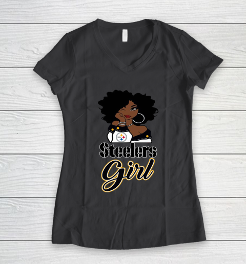Pittsburgh Steelers Girl NFL Women's V-Neck T-Shirt 8