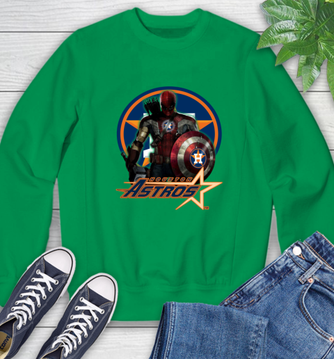 MLB Captain America Thor Spider Man Hawkeye Avengers Endgame Baseball Houston Astros Sweatshirt 6