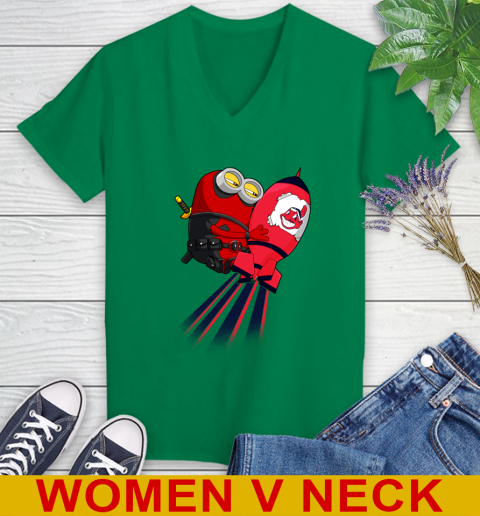 MLB Baseball Cleveland Indians Deadpool Minion Marvel Shirt Women's V-Neck T-Shirt 5