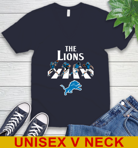 NFL Football Detroit Lions The Beatles Rock Band Shirt V-Neck T-Shirt 2