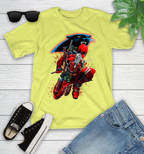 NFL Deadpool Marvel Comics Sports Football Carolina Panthers Youth T-Shirt 8