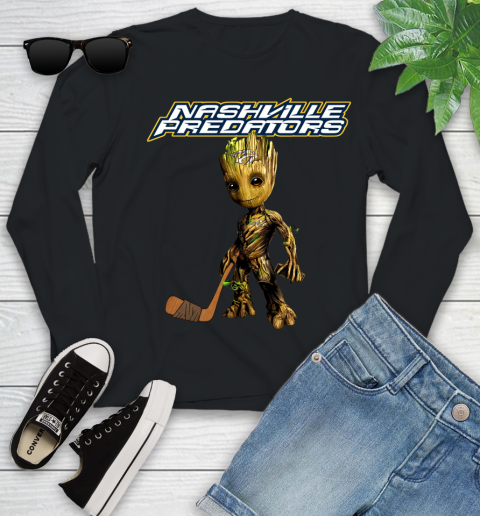 Nashville Predators NHL Hockey Groot Marvel Guardians Of The Galaxy Youth Long Sleeve 2