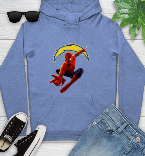 NFL Spider Man Avengers Endgame Football Los Angeles Chargers Youth Hoodie 12