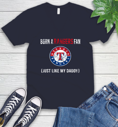 MLB Baseball Texas Rangers Loyal Fan Just Like My Daddy Shirt V-Neck T-Shirt 2