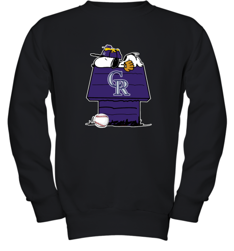 Colorado Rockies Snoopy And Woodstock Resting Together MLB Youth Sweatshirt