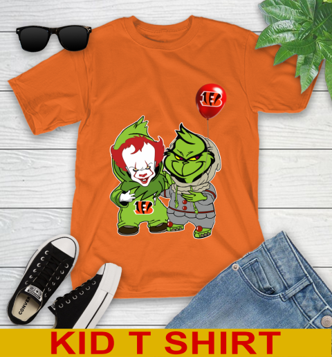Cincinnati Bengals Baby Pennywise Grinch Christmas NFL Football Youth T-Shirt 7