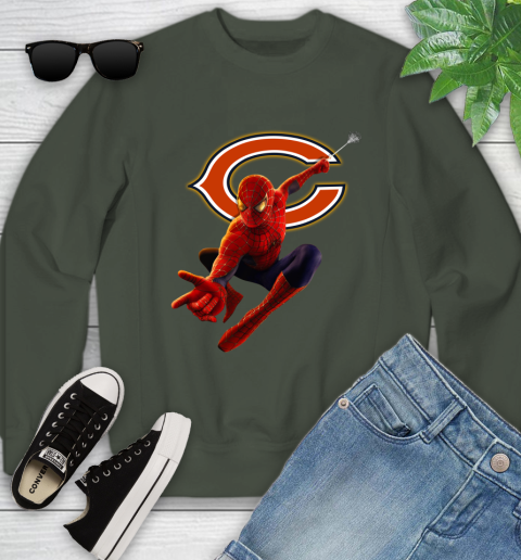 NFL Spider Man Avengers Endgame Football Chicago Bears Youth Sweatshirt 10