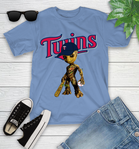MLB Minnesota Twins Groot Guardians Of The Galaxy Baseball Youth T-Shirt 11
