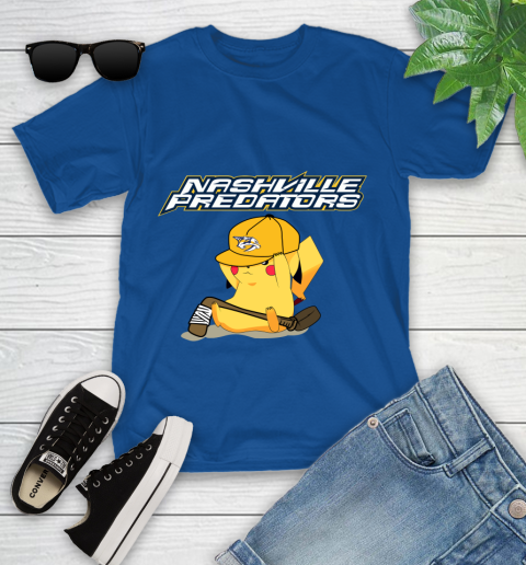 NHL Pikachu Hockey Sports Nashville Predators Youth T-Shirt 9