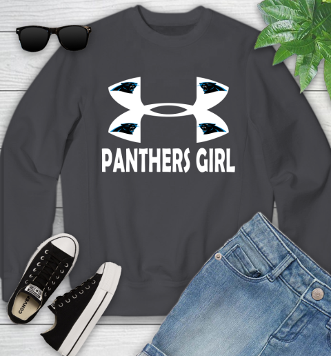 NFL Carolina Panthers Girl Under Armour Football Sports Youth Sweatshirt Tee For Sports