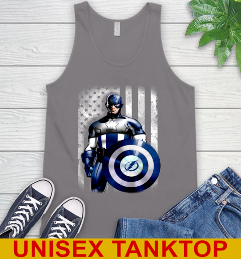Tampa Bay Lightning NHL Hockey Captain America Marvel Avengers American Flag Shirt Tank Top 6