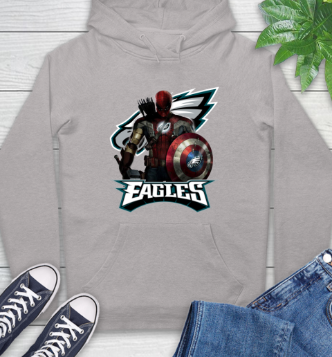 NFL Captain America Thor Spider Man Hawkeye Avengers Endgame Football Philadelphia Eagles Hoodie 12