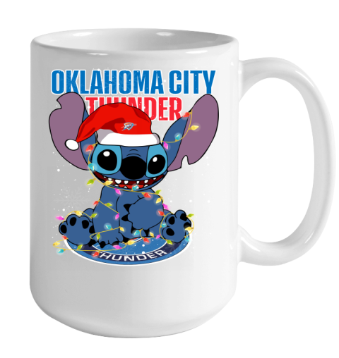 Oklahoma City Thunder NBA noel stitch Basketball Christmas Color Changing Mug 15oz 2