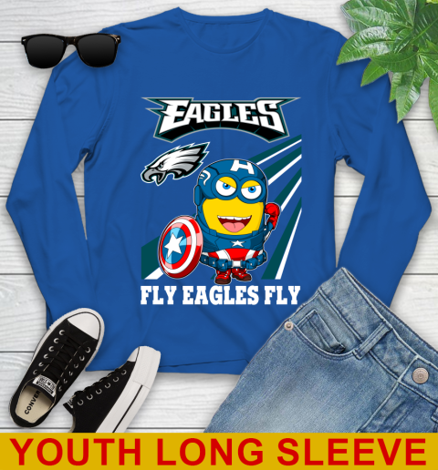 NFL Football Philadelphia Eagles Captain America Marvel Avengers Minion Shirt Youth Long Sleeve 10