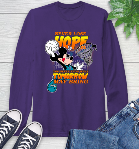 Charlotte Hornets NBA Basketball Mickey Disney Never Lose Hope Long Sleeve T-Shirt 5