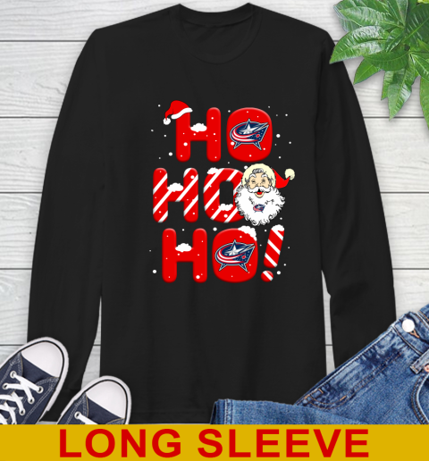 Columbus Blue Jackets NHL Hockey Ho Ho Ho Santa Claus Merry Christmas Shirt Long Sleeve T-Shirt