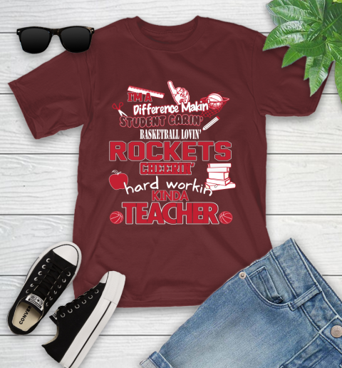 Houston Rockets NBA I'm A Difference Making Student Caring Basketball Loving Kinda Teacher Youth T-Shirt 14
