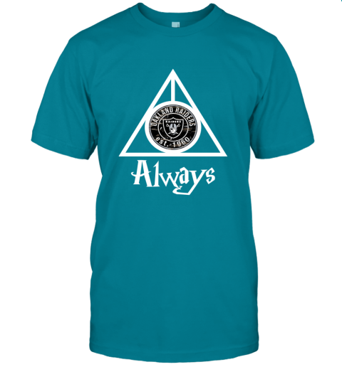 Always Love The Oakland Raiders x Harry Potter Mashup NFL nrqj always love the oakland raiders x harry potter mas classic t shirt 2 front tropical blue