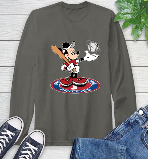 MLB Baseball Philadelphia Phillies Cheerful Mickey Disney Shirt Long Sleeve T-Shirt 9