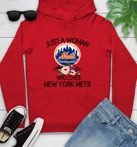 MLB Just A Woman Who Loves New York Mets Baseball Sports Youth Hoodie 7