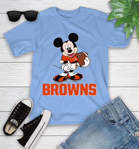 NFL Football Cleveland Browns Cheerful Mickey Mouse Shirt Youth T-Shirt 11