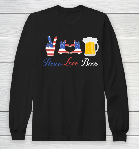 Beer Lover Funny Shirt Peace Love Beer Long Sleeve T-Shirt