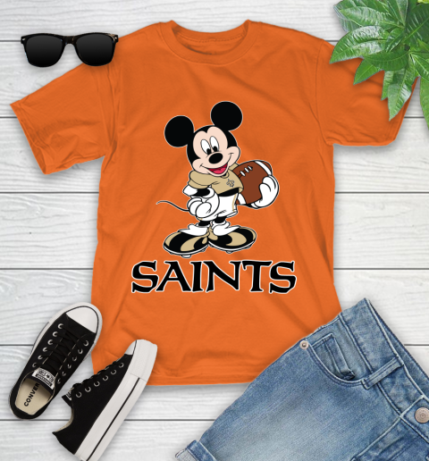 NFL Football New Orleans Saints Cheerful Mickey Mouse Shirt Youth T-Shirt 7