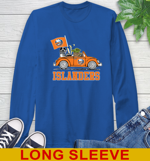 NHL Hockey New York Islanders Darth Vader Baby Yoda Driving Star Wars Shirt Long Sleeve T-Shirt 9