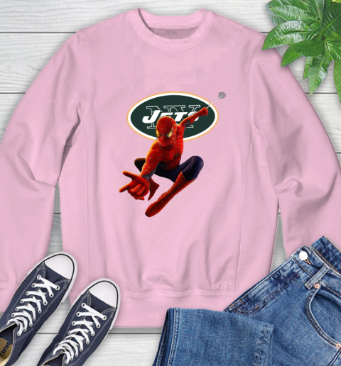 NFL Spider Man Avengers Endgame Football New York Jets Sweatshirt 9