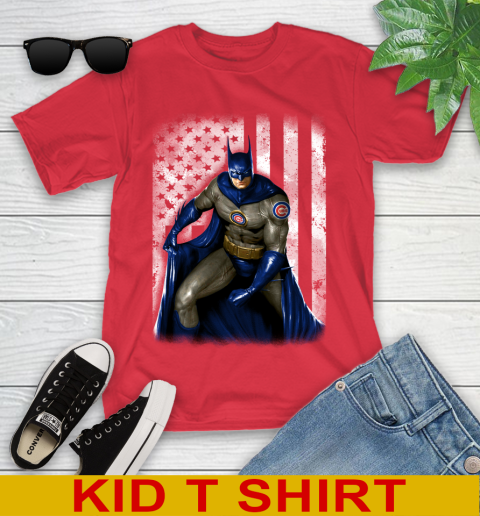 Chicago Cubs MLB Baseball Batman DC American Flag Shirt Youth T-Shirt 11