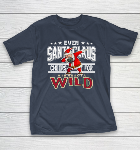Minnesota Wild Even Santa Claus Cheers For Christmas NHL T-Shirt 3