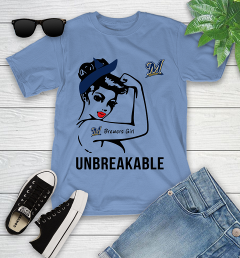 MLB Milwaukee Brewers Girl Unbreakable Baseball Sports Youth T-Shirt 19